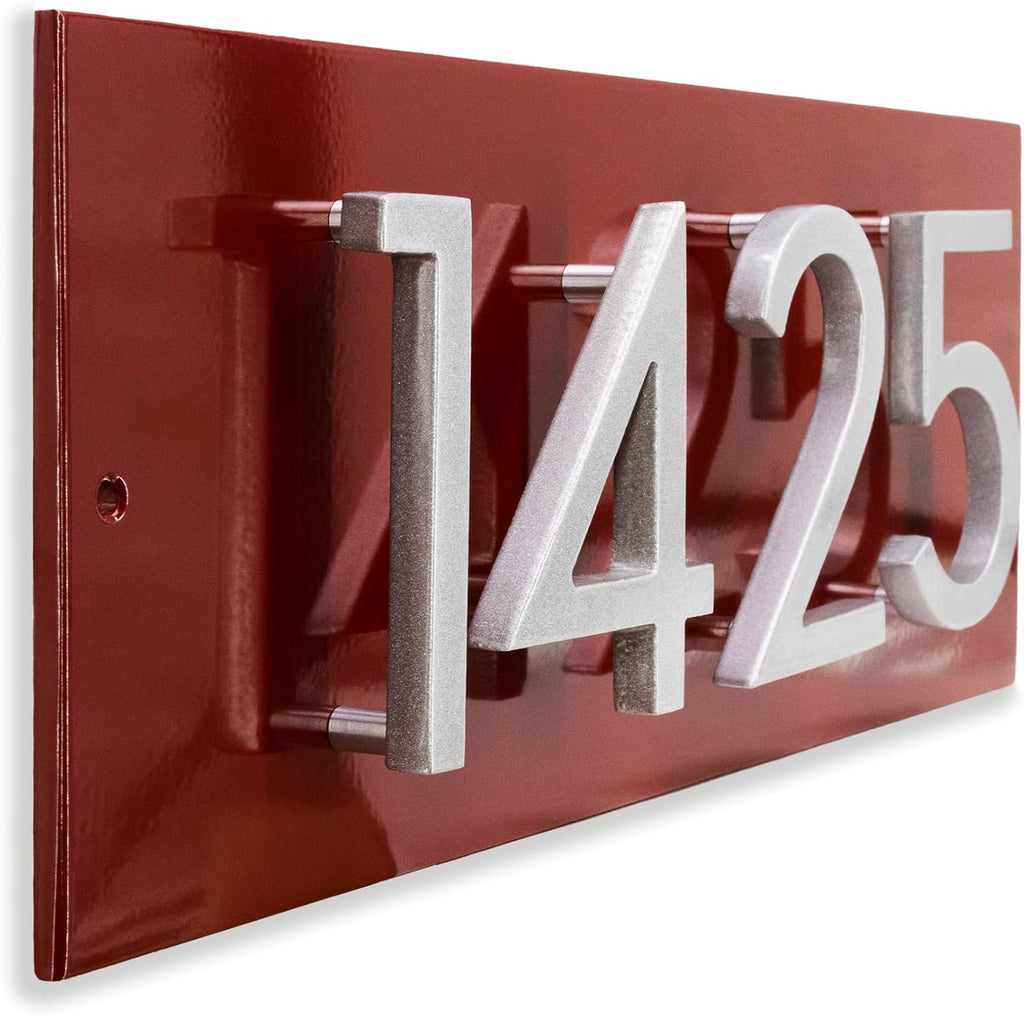 Personalized Floating Aluminum Address Sign Plaque - Custom House Numbers | Horizontal or Vertical. 3", 4", 6", 8"