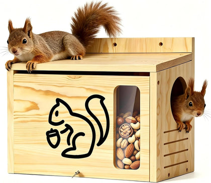 Widened Medium Wooden Squirrel House for Outside