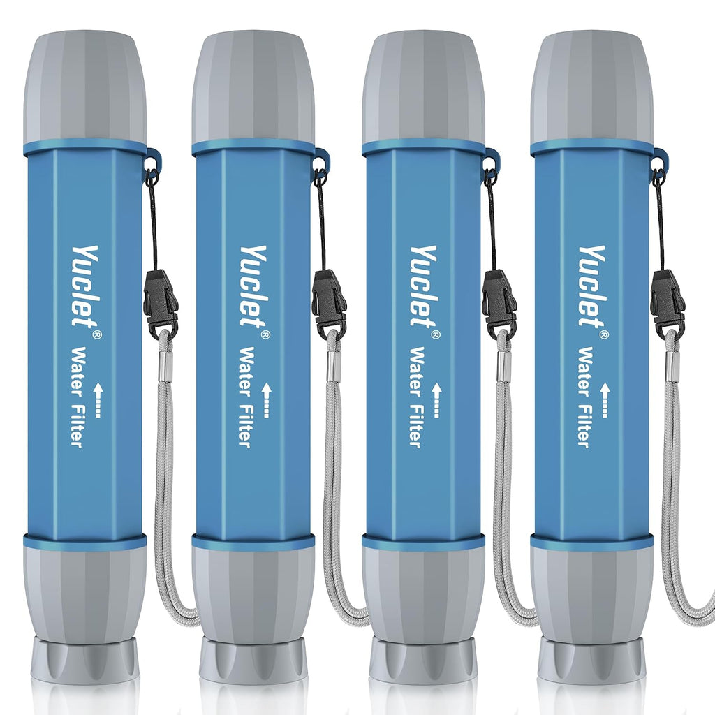 Emergency Water Filter Straw for Survival, Camping & Hiking, 4 Pack | Personal Water Filter, Portable Water Purifier
