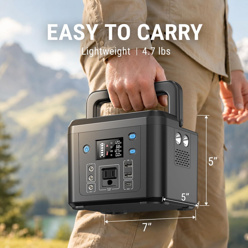 200W Portable Power Station, 192Wh LiFePO4 Solar Generator for Camping | Powkey Battery Powered Power Bank with 120V
