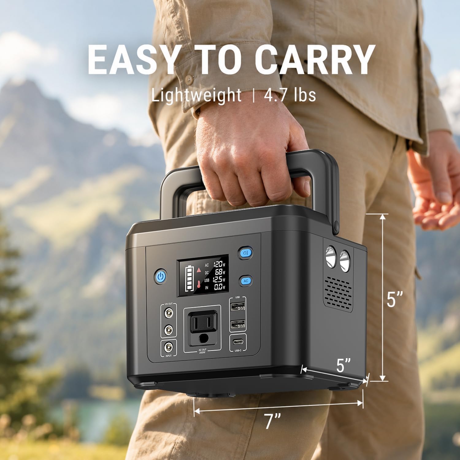200W Portable Power Station, 192Wh LiFePO4 Solar Generator for Camping | Powkey Battery Powered Power Bank with 120V