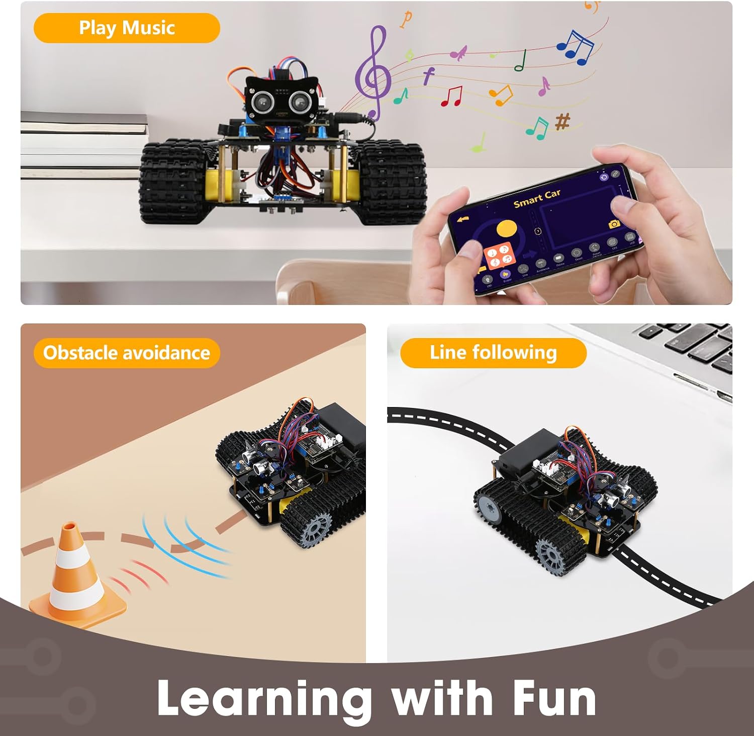 Robotics Kit for Kids Ages 8–12, Smart Robot Tank Car Compatible with Arduino & Scratch & Python, STEM Toys for Boys