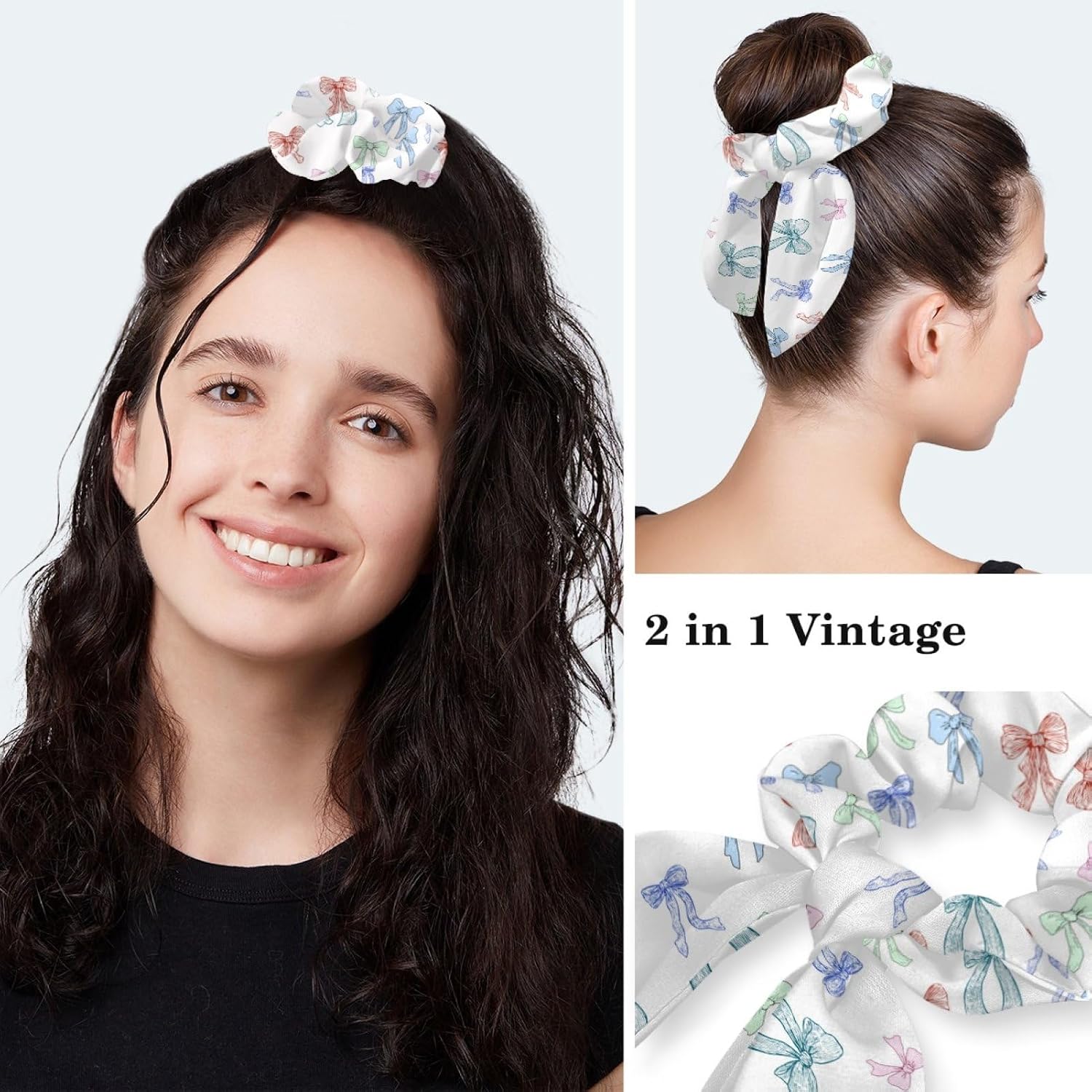 Scrub Caps Women Ponytail, Cute Print Surgical Cap with Bouffant Scrunchie