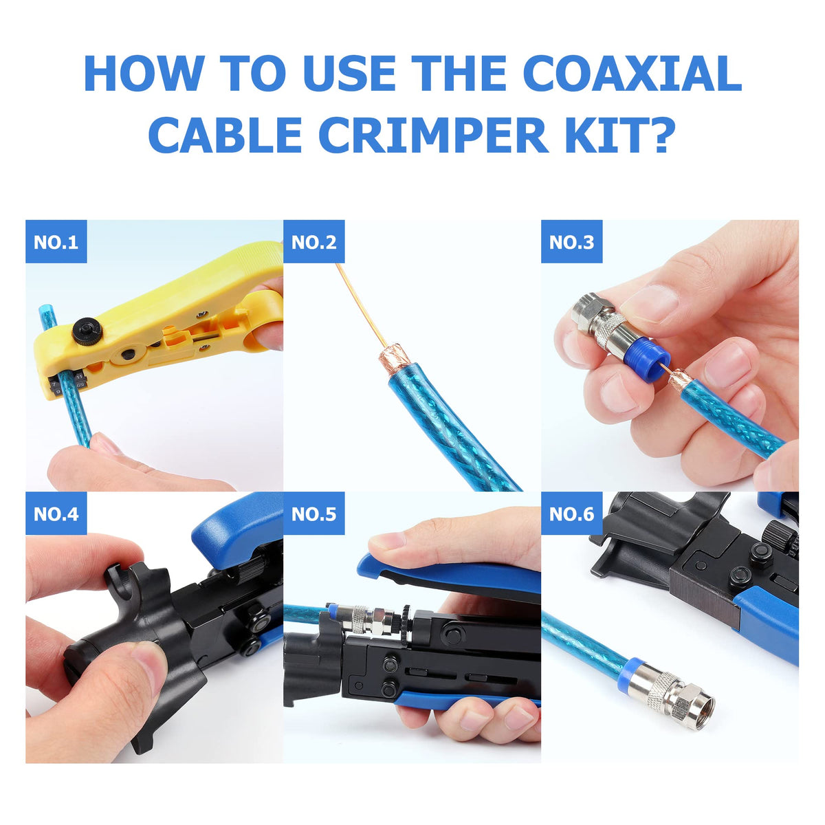 Knoweasy Coaxial Compression Tool Kit with Coax Cable Crimper