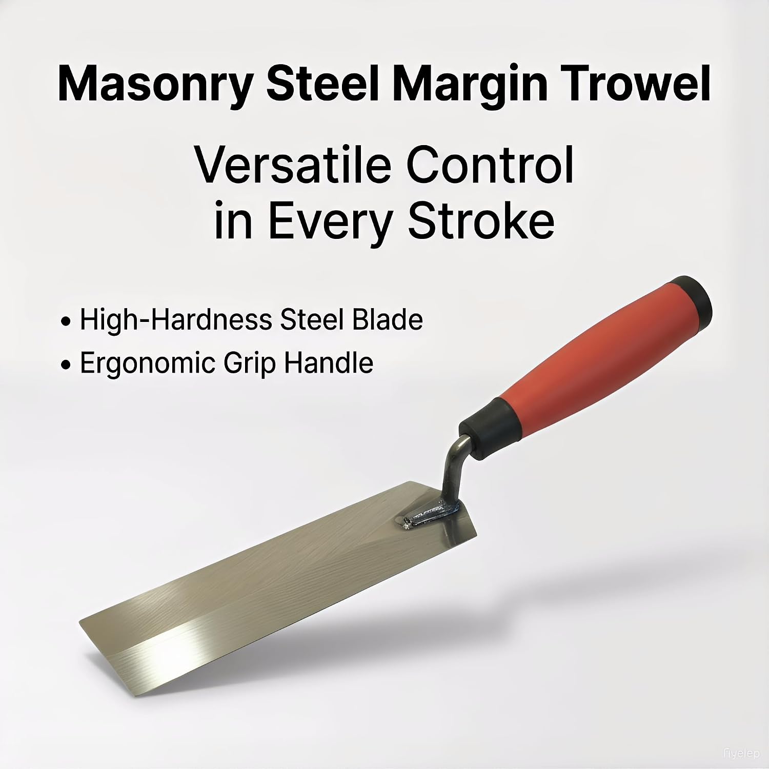 Masonry Steel Margin Trowel, Carbon Steel, 8 x 2 Inches | High-Hardness Blade, Ergonomic Rubber Handle