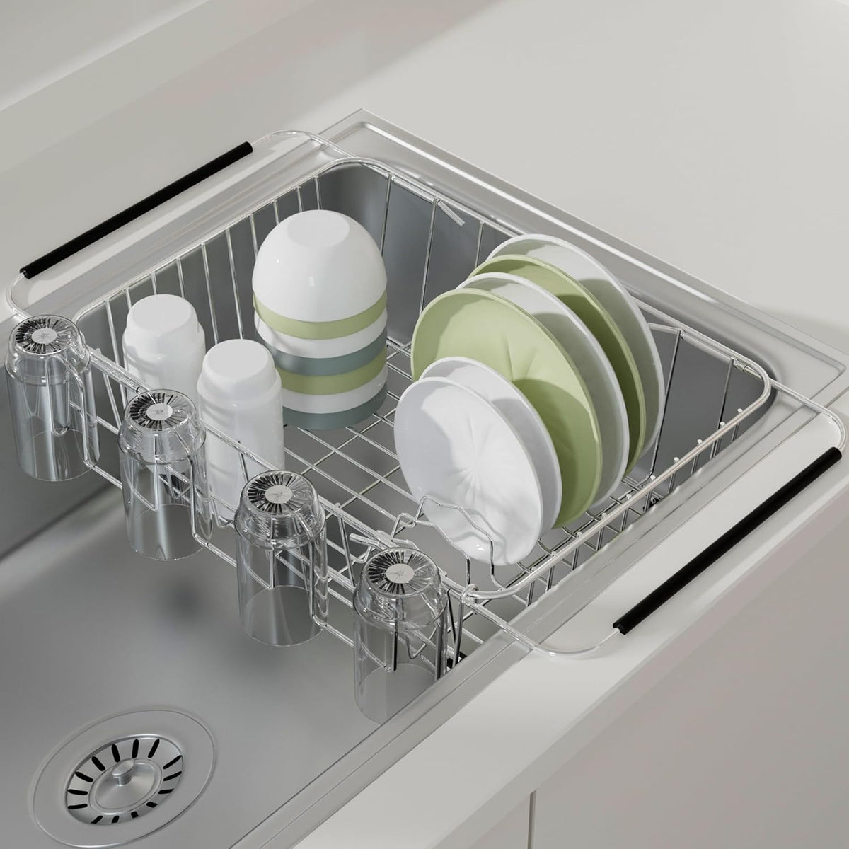 12 Inch, Stainless Steel Cup Drying Rack with 4 Hooks Kitchen Mug Holder