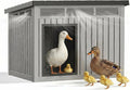 Chicken Coop with Hydraulic Air Rod, Resin Duck Coop with Elevated Floor and Air Vents, Duck House, Backyard Poultry