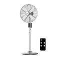 16" Vintage Digital Metal Stand Fan with Remote, Chrome Silver