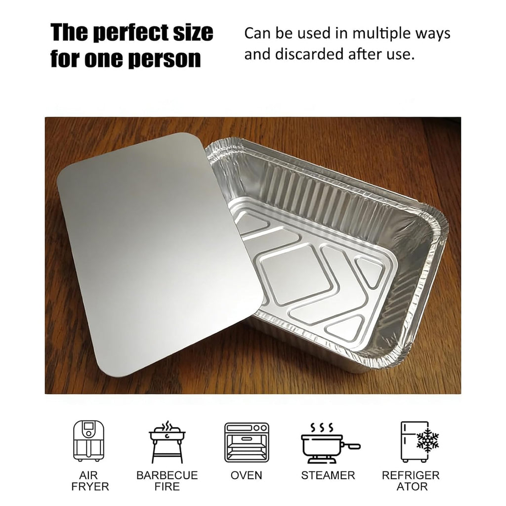 Aluminum Foil Pans with Lids 20 Pack, Disposable Food Containers
