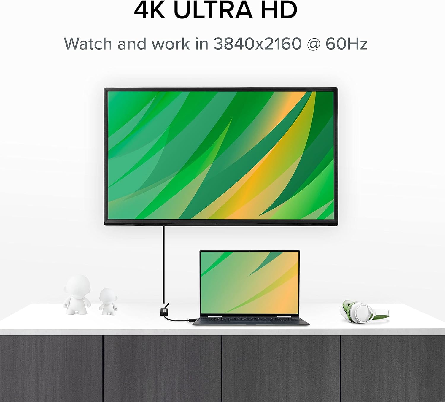 Active DisplayPort to HDMI Adapter, Uni-Directional, Driverless, Adapts Any Full-Sized DP Port to Enable Connecting a