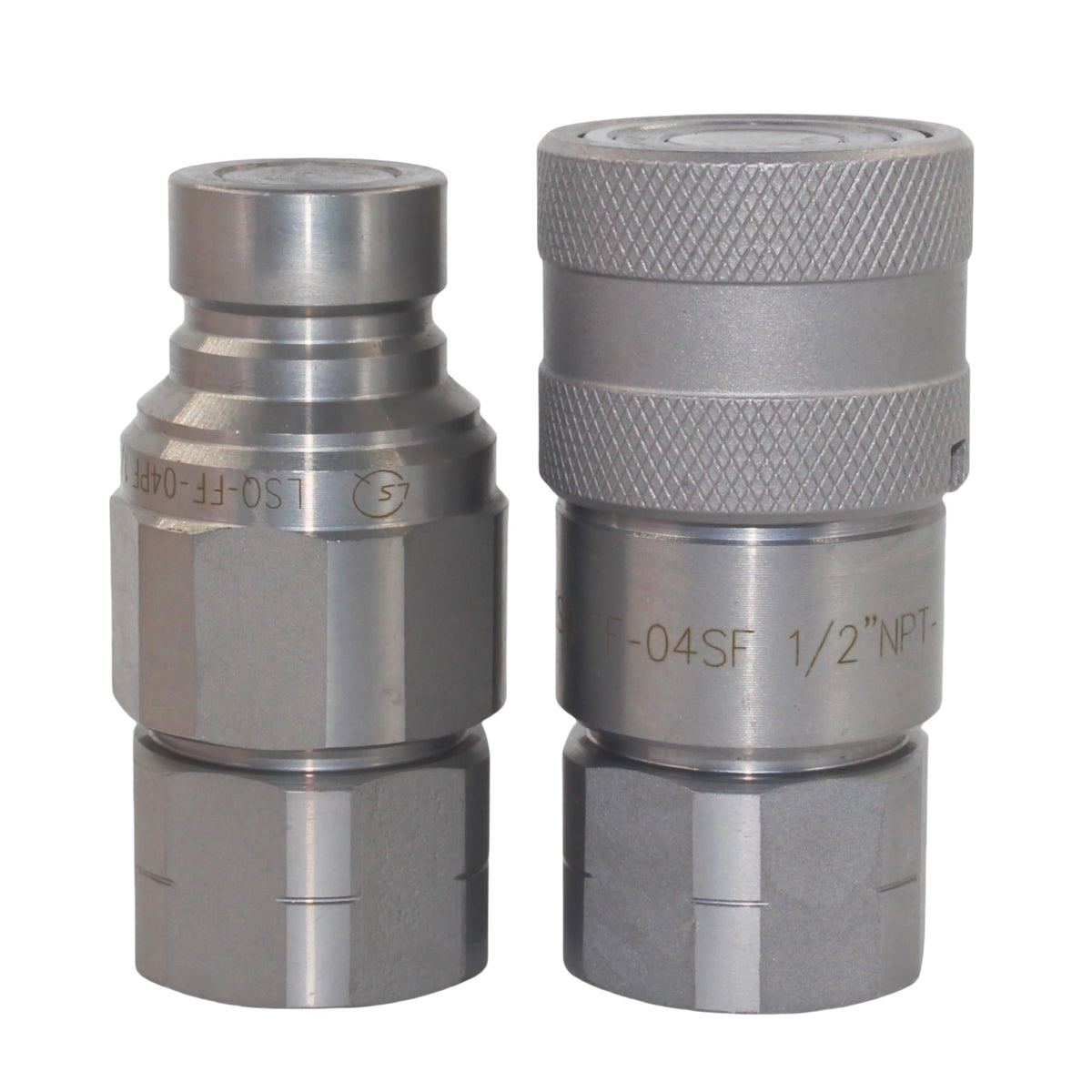 2 Sets LSQ-FF-04 1/2'' NPT ISO16028 Flat Face Hydraulic Quick Connect Coupling BobCat Skid Steer Loader Quick Disconnect Coupler with Dust Caps ISO12.5