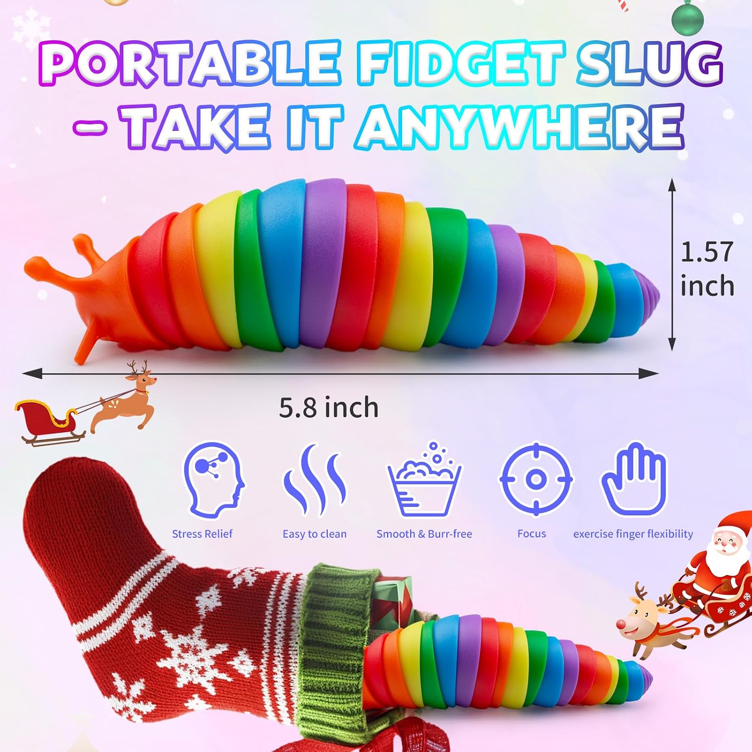 3PCS Slug Fidget Toys Bulk, Toddler Sensory Figette Worm for Adults Stress Relief for Autism ADHD Autistic Travel