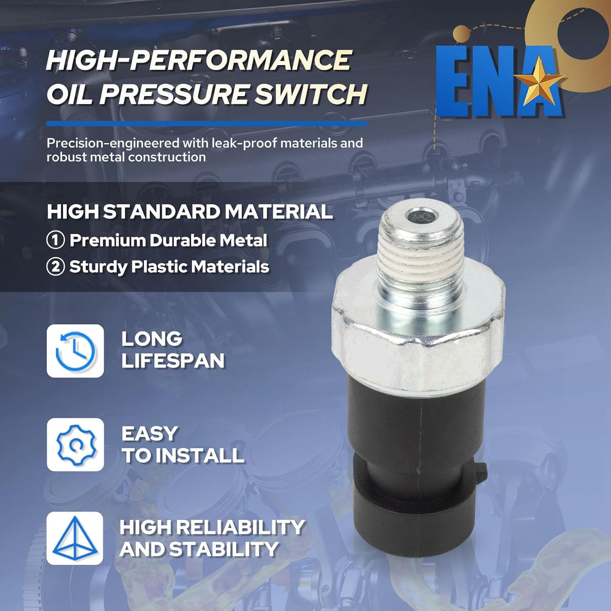 ENA Oil Pressure Sensor Switch for PS220 D1834A OP6659 Compatible with 1987-2009 Chevy Malibu Cavalier Impala Equinox Monte Carlo Pontiac Grand Am Grand Prix Sunfire Buick Oldsmobile Saturn Isuzu