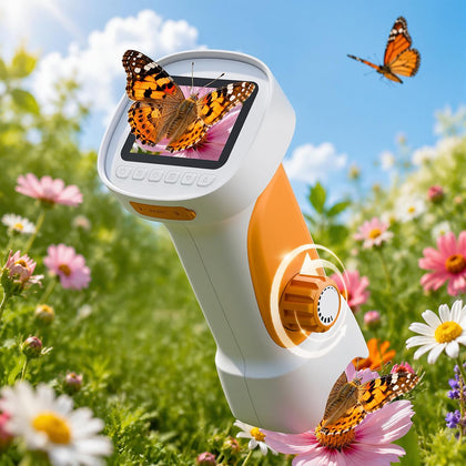 1000X Handheld Digital Microscope for Kids with 2.4" IPS Screen (Orange) | Portable Educational STEM Microscope Toy
