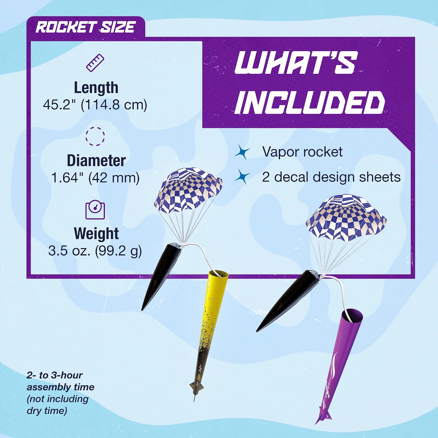 Vapor Flying Model Rocket Kit 7294 | Advanced Build, Black/Yellow & Black/Purple