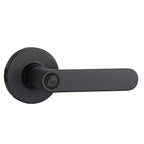 Contemporary Reno Door Lever with Lock, Privacy, Matte Black