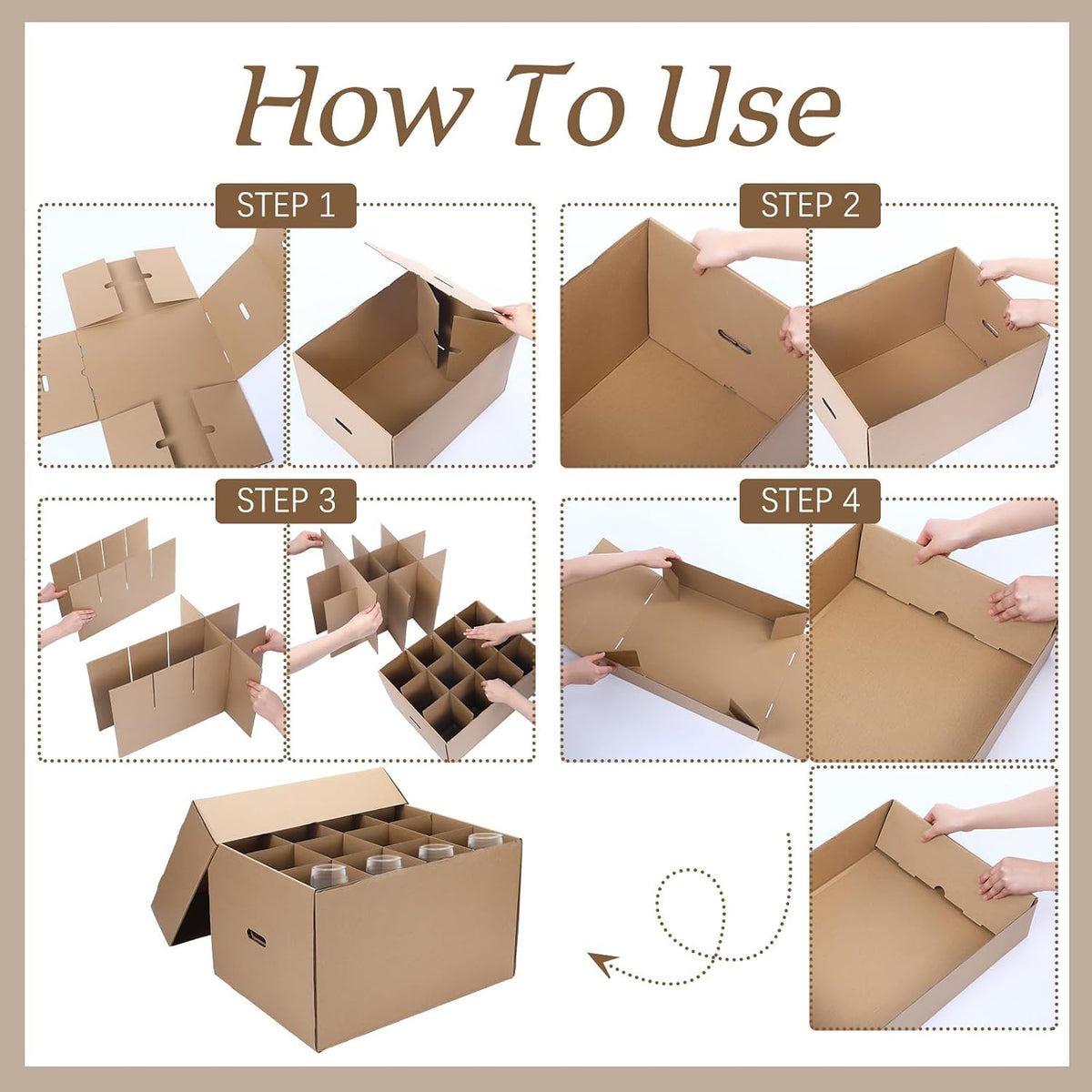 2 Pack Wine Glass Moving Boxes Kitchen Moving Boxes with Handle Kitchen Kit with Lid for Dish Glassware (20 x 15 x 12