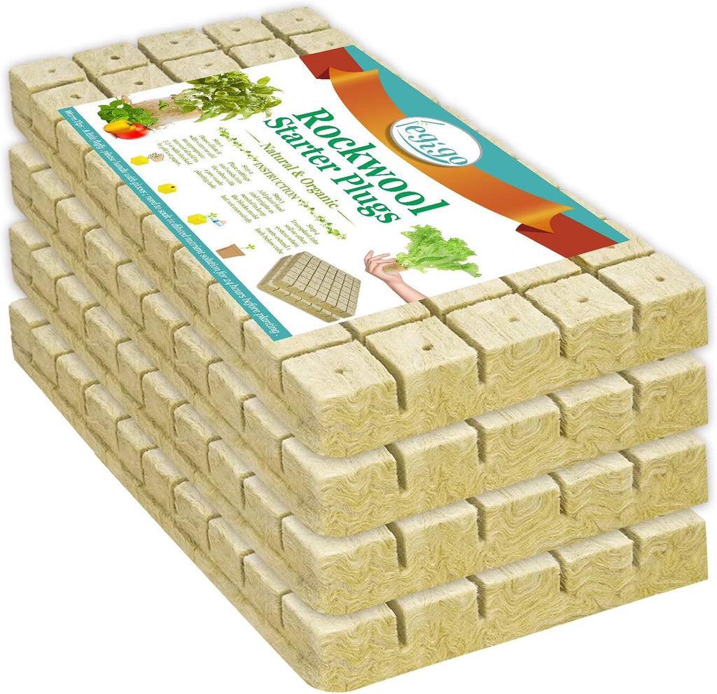 1 Inch Rockwool Cubes Seed Starter Plugs for Hydroponics, 200 Plugs | Promotes Germination Rate & Root Growth