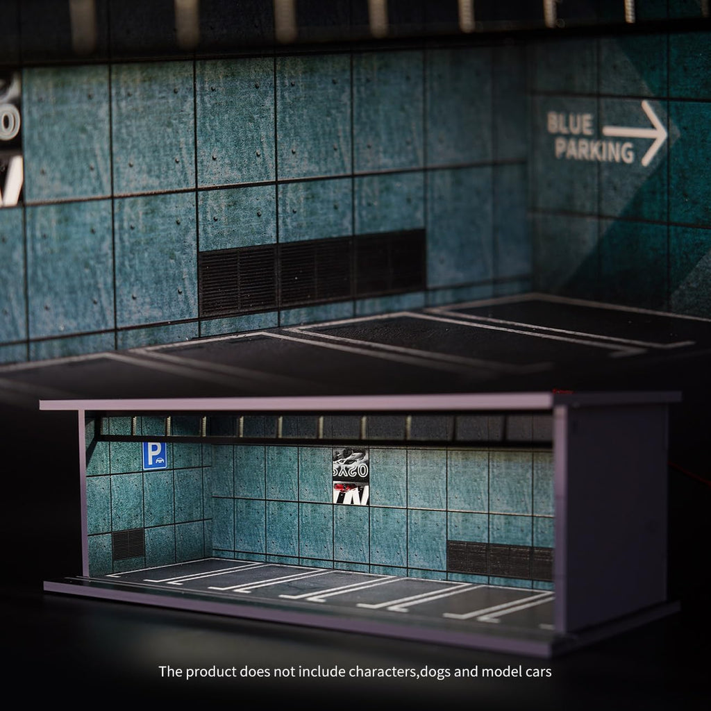 1/64 Diorama Display Case with LED Lights, Model Car Display and Storage, Compatible with Hot-Wheels Match-Box Mini