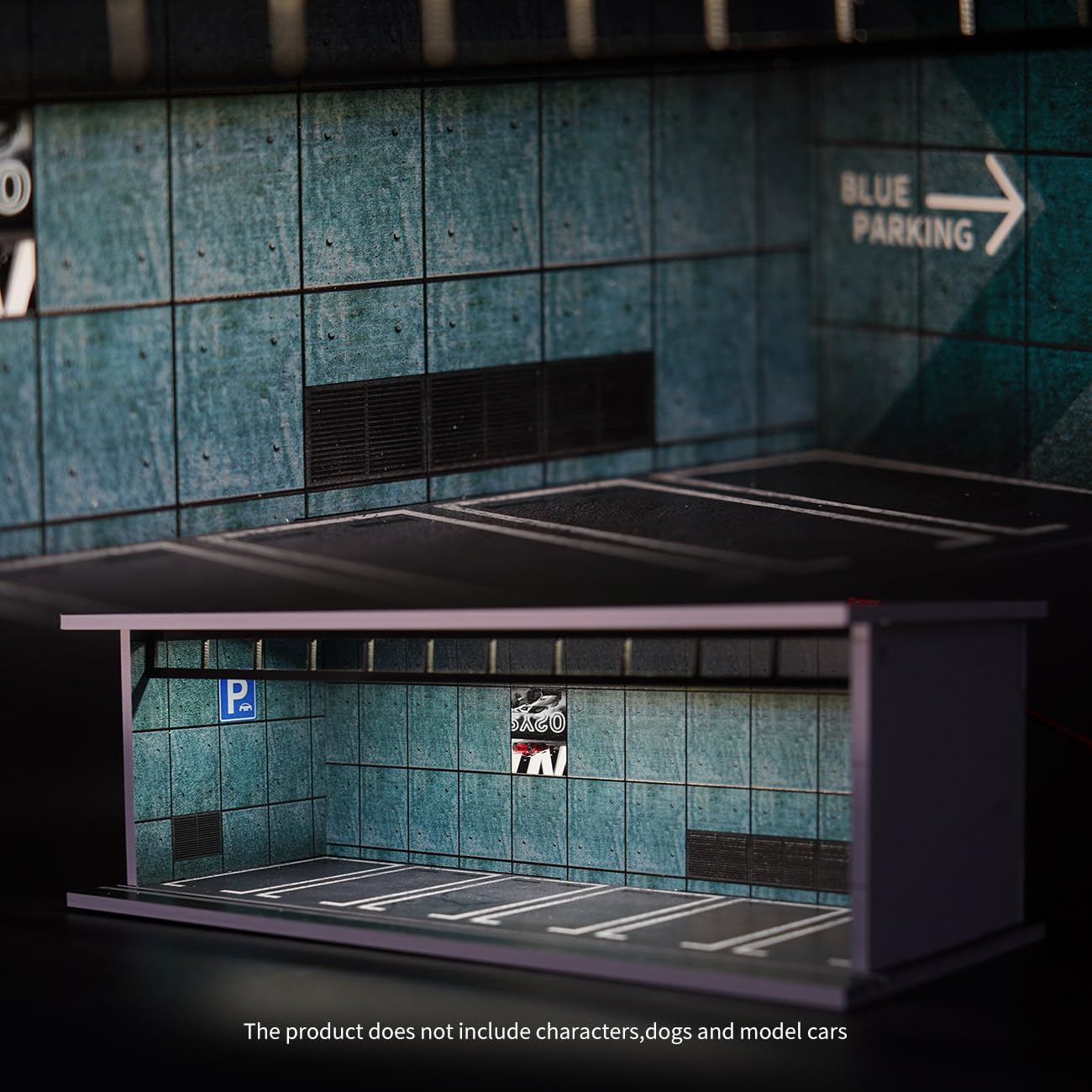 1/64 Diorama Display Case with LED Lights, Model Car Display and Storage, Compatible with Hot-Wheels Match-Box Mini