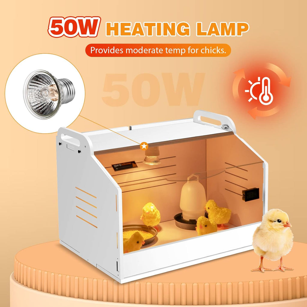 Chicken Brooder Box for Chicks with Heating Lamp Up to 10 Chicks