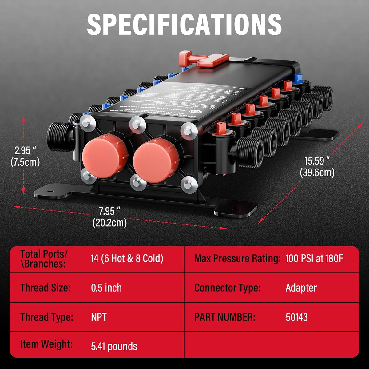 14-Port PEX Manifold Compatible with Viega ManaBloc 50143