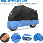 NIilight Motorcycle Cover Waterproof Outdoor All Weather, Up to 108 in | Oxford Fabric with Lock Holes, Reflective