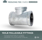 Supply Giant HNSU3605 1-1/4" x 1" Galvanized Malleable Reducing Tee with Female Threaded Fitting