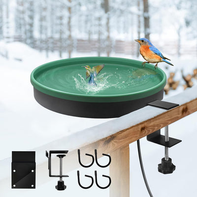 Heated Bird Bath, 3 Easy Ways to Mount Heavy Duty Metal Pedestal Detachable Bird Bath Bowl for Easy Cleaning, 75W