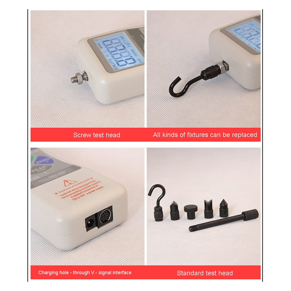 Digital Force Gauge, High Precision Digital DS2-500N 1000N Push Force Gauge Push 20N 2KGS Pull Strength Tester Small Sensor Dynamometer Quality Control & Material Testing(DS2-500N)