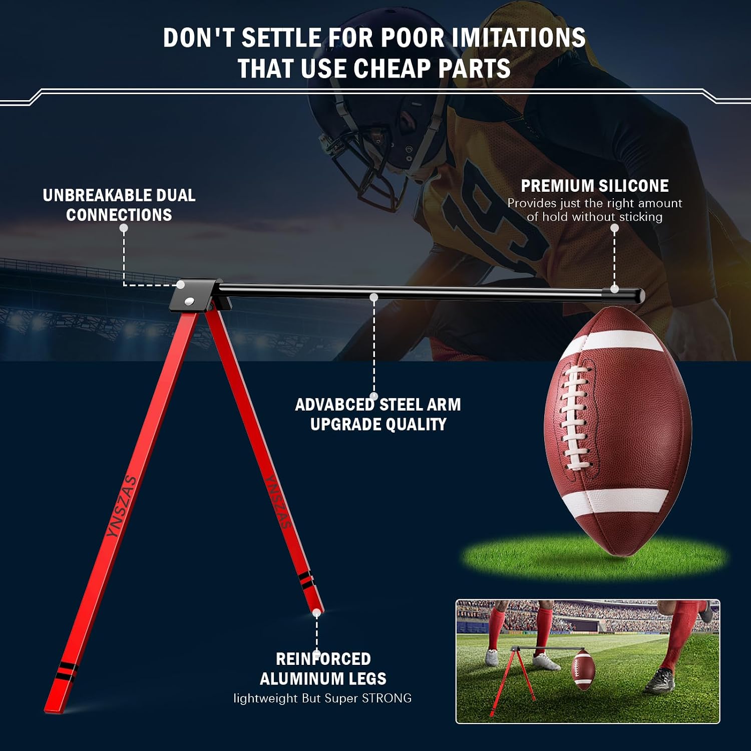 𝙉𝙀𝙒 Football Kicking Tee, Portable Field Goal Kicking Holder Stand, Kickoff Tee Compatible with All Football Sizes