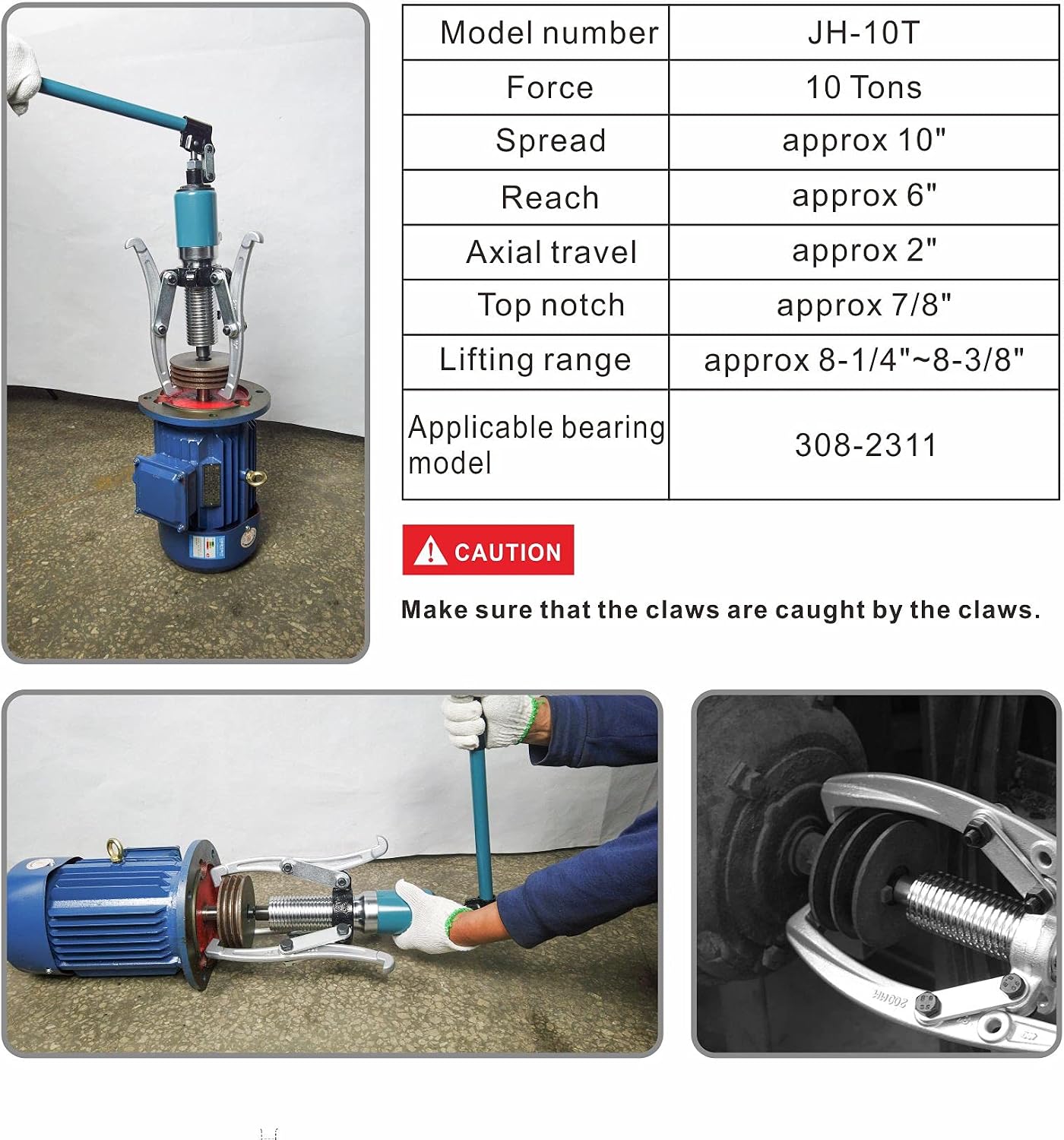 10Ton Hydraulic Gear Puller Wheel Bearing Pulling Separator 3 in 1 Pump Oil Tube Drawing Machine M/Case
