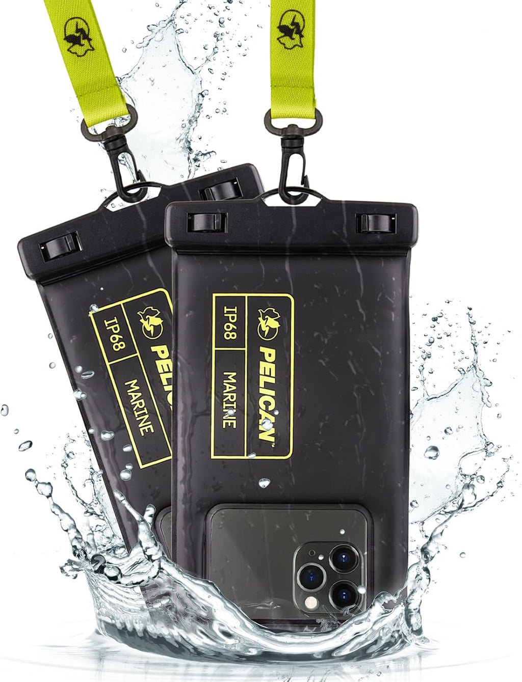 2 Pack Marine - IP68 Waterproof Phone Pouch (Regular Size) Floating Waterproof Phone Case - Beach Cruise Ship Travel