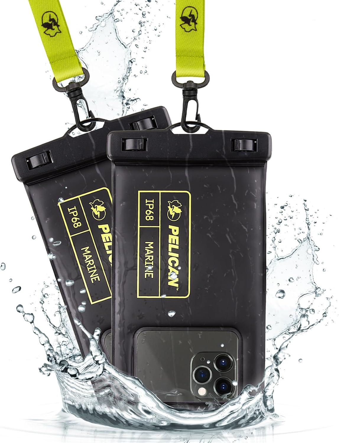 2 Pack Marine - IP68 Waterproof Phone Pouch (Regular Size) Floating Waterproof Phone Case - Beach Cruise Ship Travel