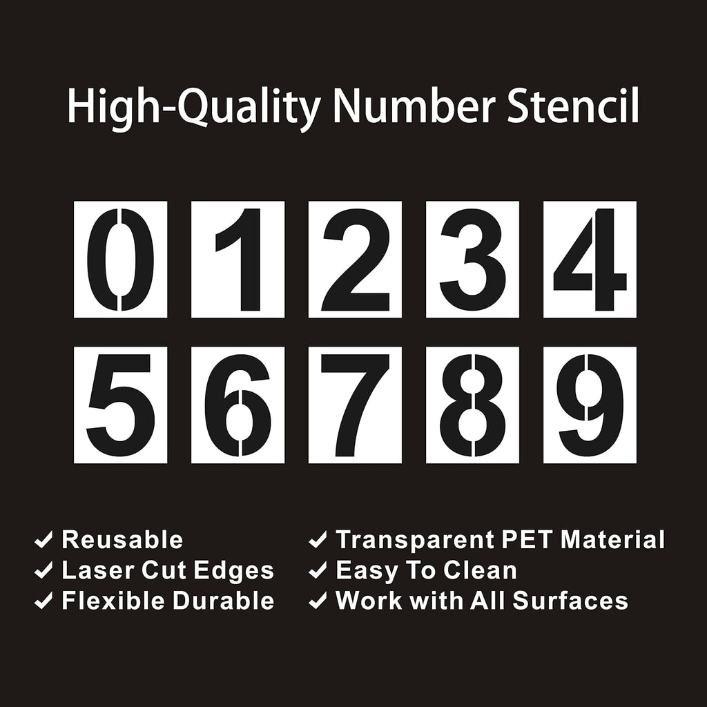 5 Inch Number Stencils Plastic Number Stencils Reusable Digital Painting Templates for Cake Stencil Address Templates