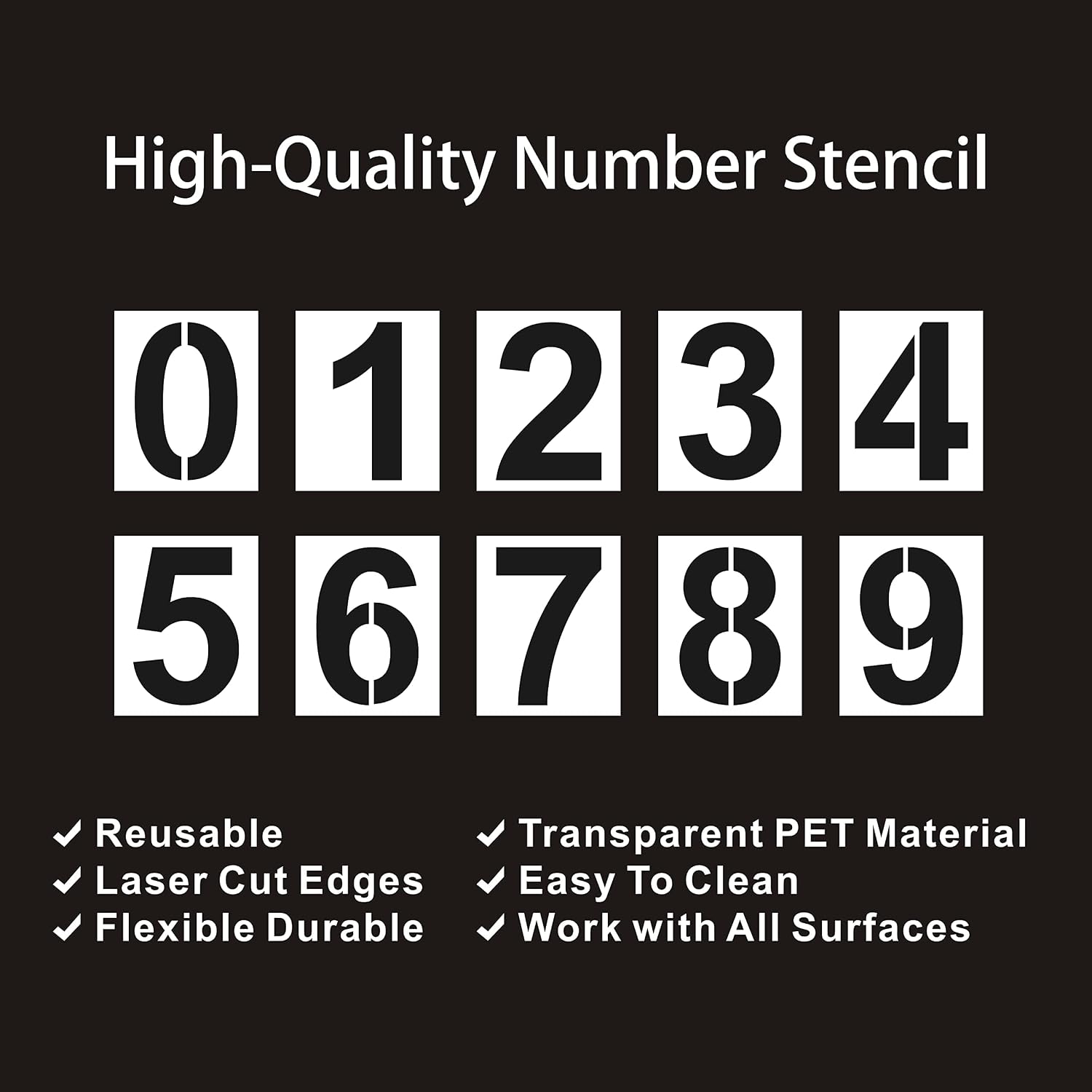 5 Inch Number Stencils Plastic Number Stencils Reusable Digital Painting Templates for Cake Stencil Address Templates