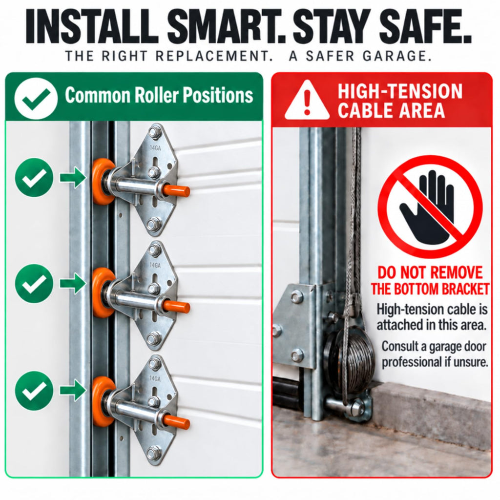 EXERAUO Garage Door Hardware Kit for 7 Ft High Doors, Quiet Nylon Rollers