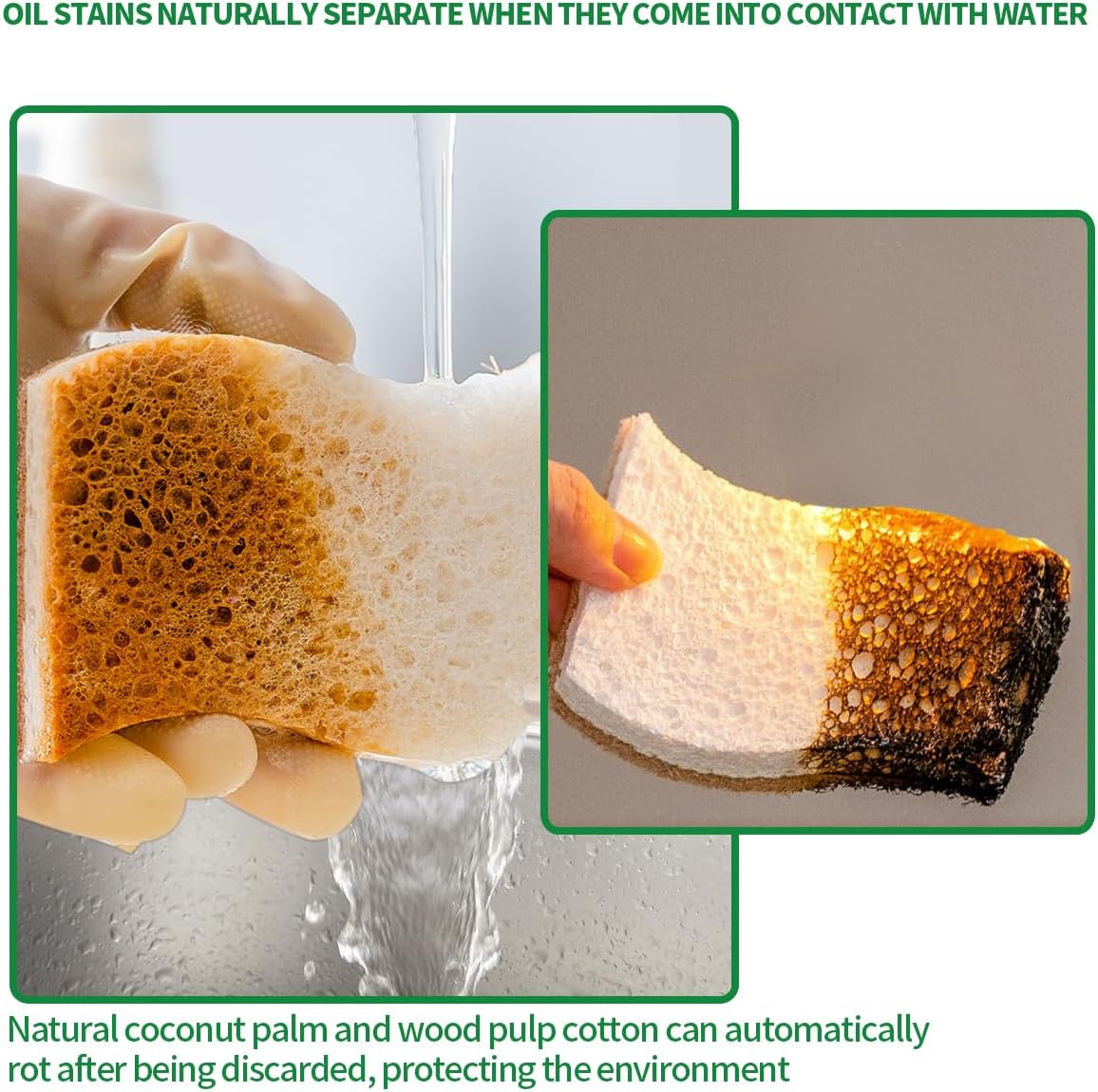 Sponges Kitchen Natural Dish Sponge Plant-Based Biodegradable Compostable