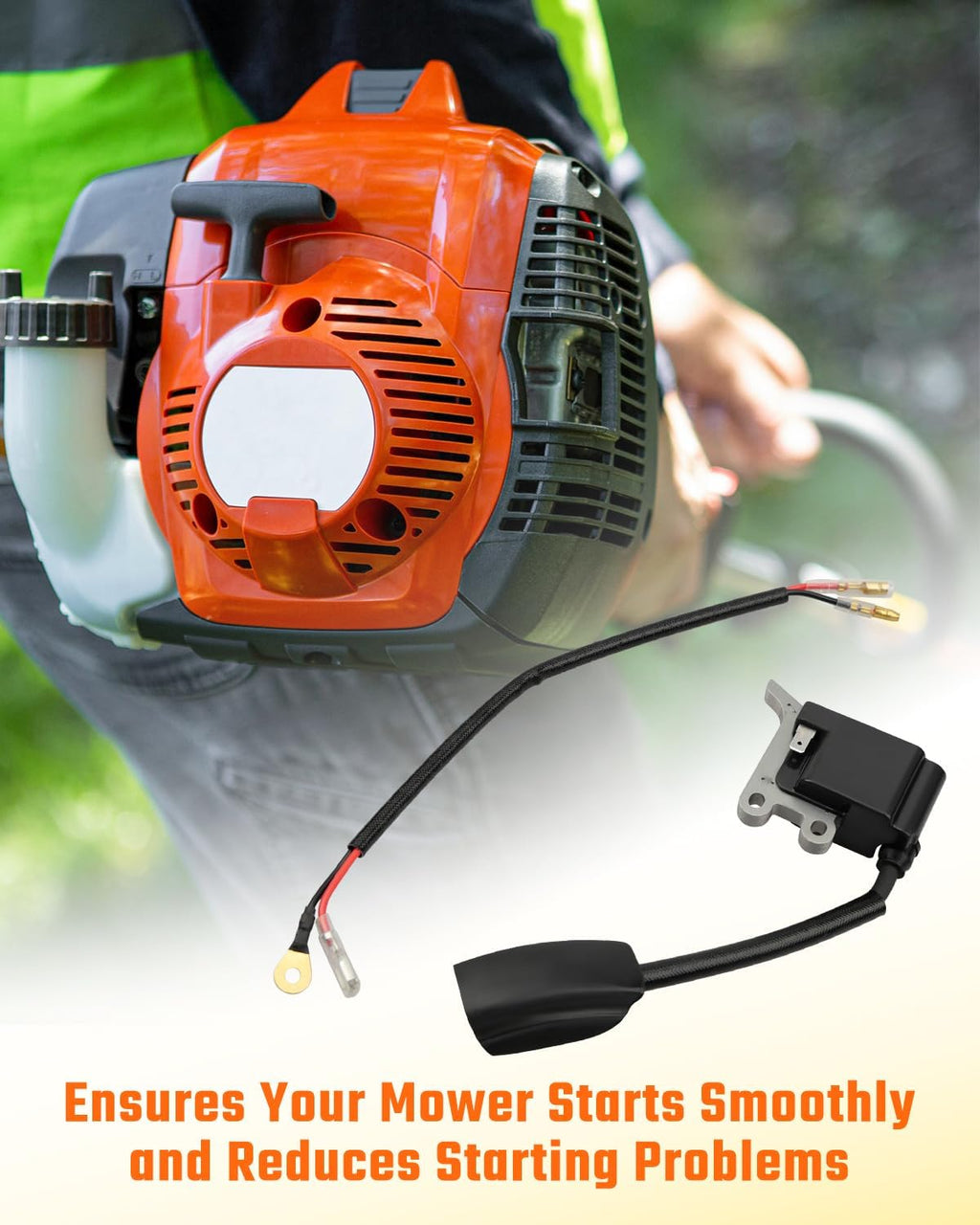Ignition Coil Module Kit Fit for Husqvarna 525L/525LK/525LS Replaces 5881415-01, 5881412-01 (1 Coil + 1 Harness)