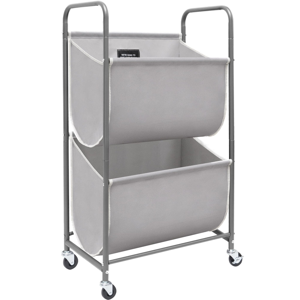 Vertical Rolling Laundry Hamper, 2 Section Laundry Sorter