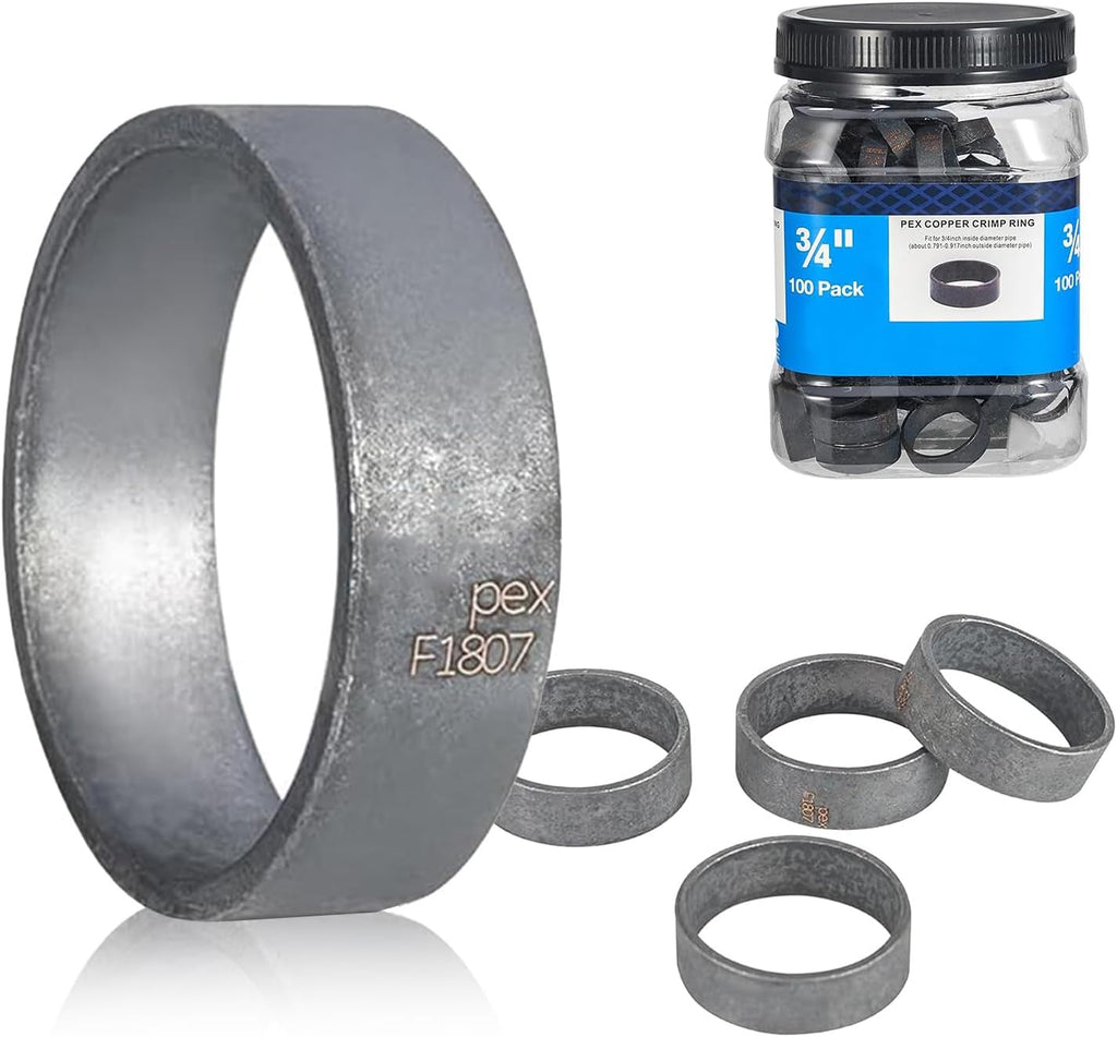 100PC HeSun 3/4" Bottled PEX Copper Ring, PEX-B Crimp Ring(CLAMP025-100)