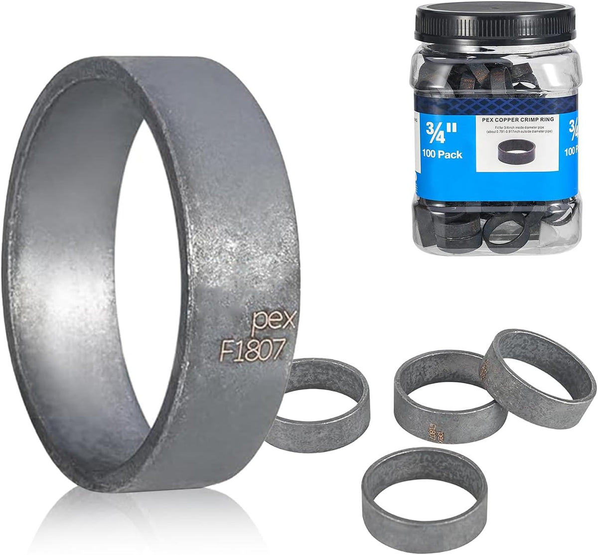 100PC HeSun 3/4" Bottled PEX Copper Ring, PEX-B Crimp Ring(CLAMP025-100)
