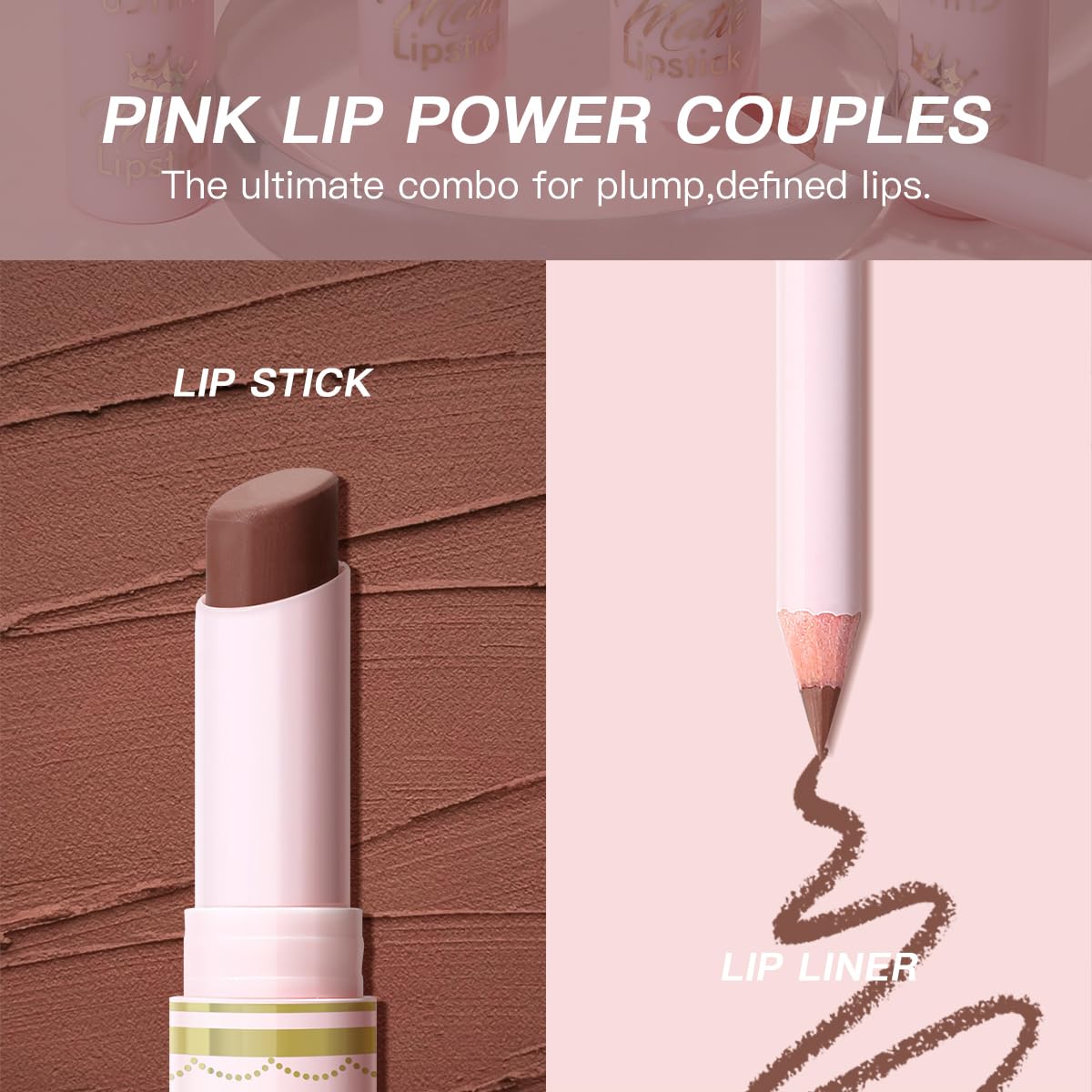 2 in 1 Waterproof Lipstick and Lip Liner Combo Set - Long Lasting Matte Lipstick Pen with Lip Liner Set Makeup Kits