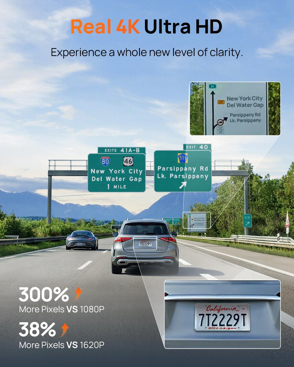 M310 Plus 4K Dash Cam Front with Night Vision, 140° Wide Angle Dash Camera for Cars, WiFi Dashcam with App, Parking