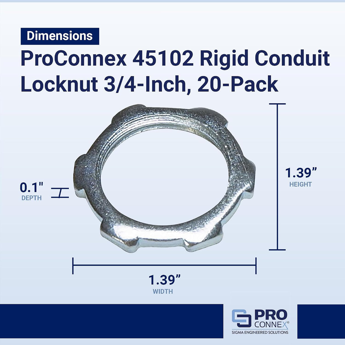 Sigma ProConnex 3/4" Rigid Conduit Locknut, 20-Pack