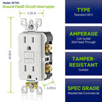 Leviton 20A-125V Extra-Heavy Duty Hospital Grade Tamper-Resistant Duplex Self-Test GFCI Receptacle, 20-Amp, GFTR2-HGW, White