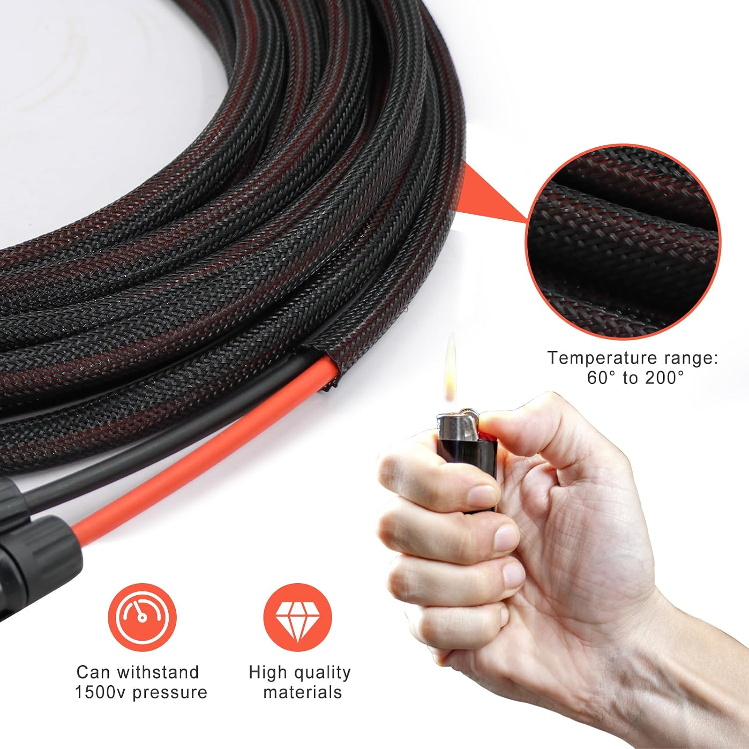Twin Wire 100FT Solar Extension Cable - 10AWG(6mm²) Solar Panel Connector, with 6 Pairs-IP67-Male/Female Solar