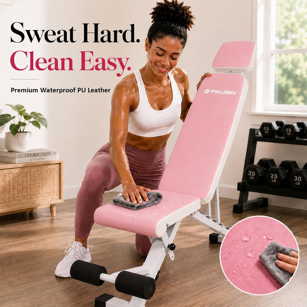 Adjustable Weight Bench, Foldable Workout Bench for Home Gym | Fast Folding & 7-Position Incline/Decline, Heavy Duty