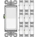 BESTTEN 10 Pack Single Pole Decorator Wall Light Switch, 15A 120/277V