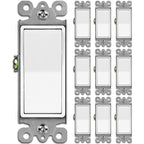 BESTTEN 10 Pack Single Pole Decorator Wall Light Switch, 15A 120/277V